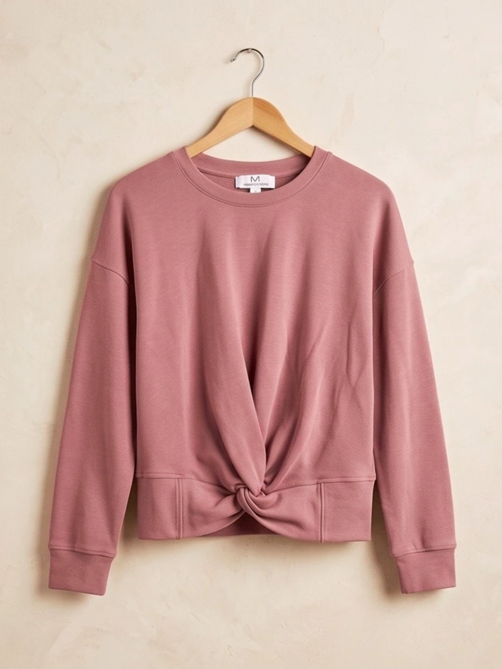Twist-Front Sweatshirt in Pink Size Medium Like New